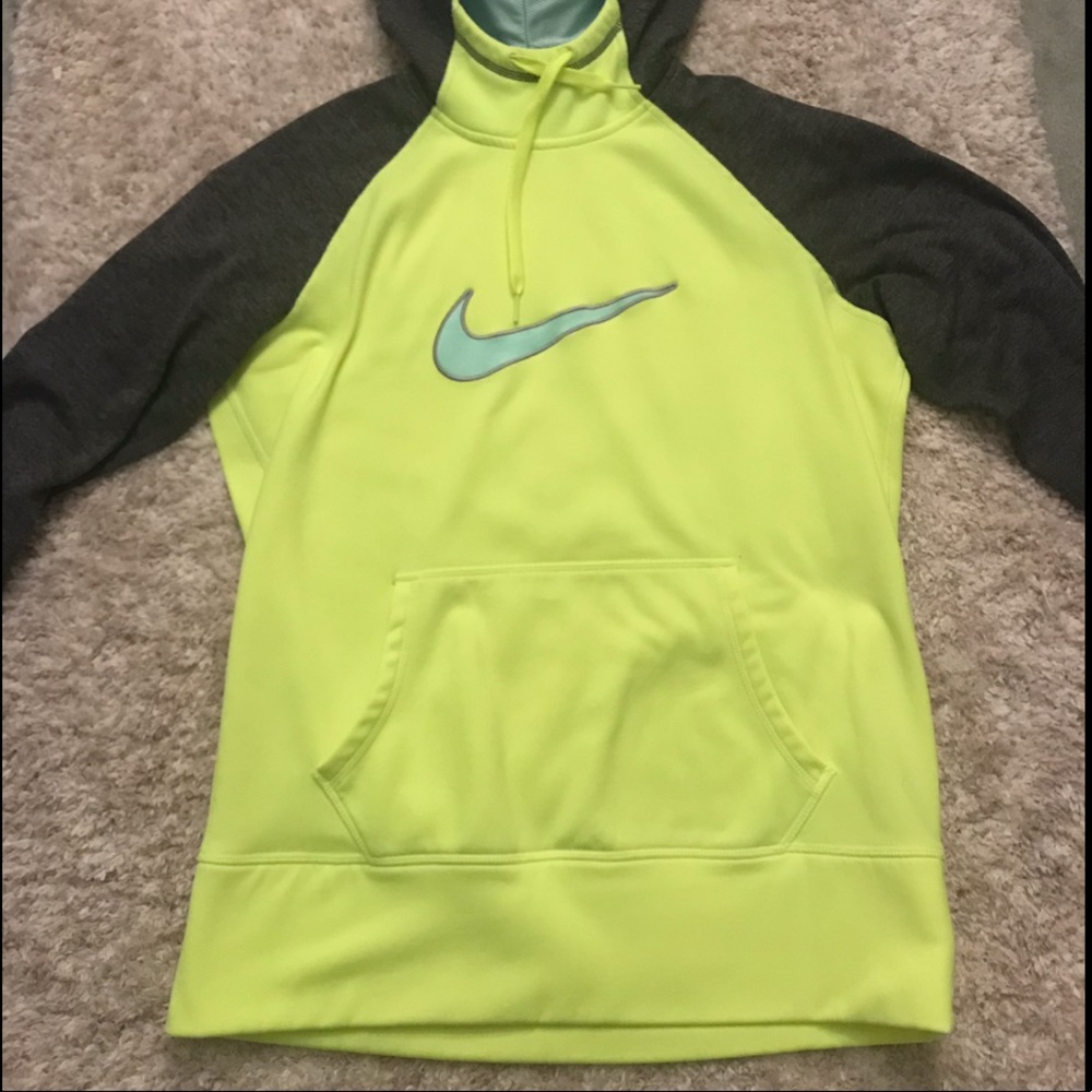 Nike Hoodie. Neon yellow - heather grey sleeves